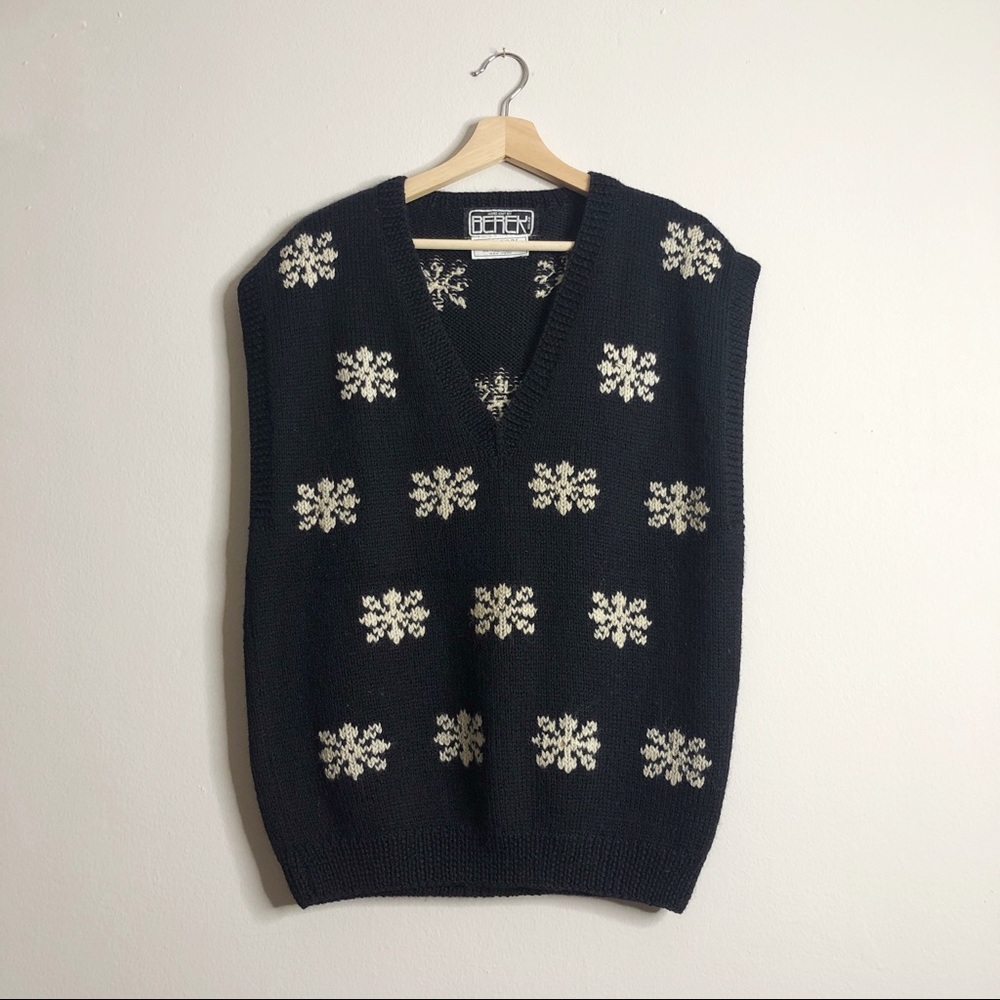 BEREK Vintage Wool Snowflake Sweater Vest Medium